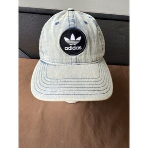 Adidas Trefoil Light Wash Distressed Denim Hat Adjustable OSFM